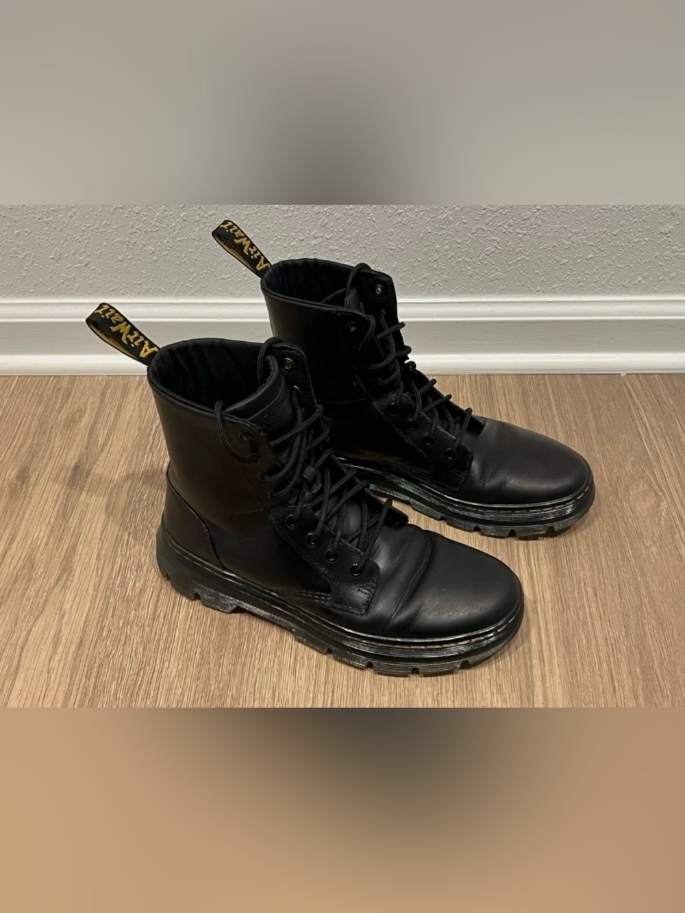 Docs Dr. Martens Black AirWair Lace-Up Leather Combat Boots Shoes 8UK 9USM 10USL